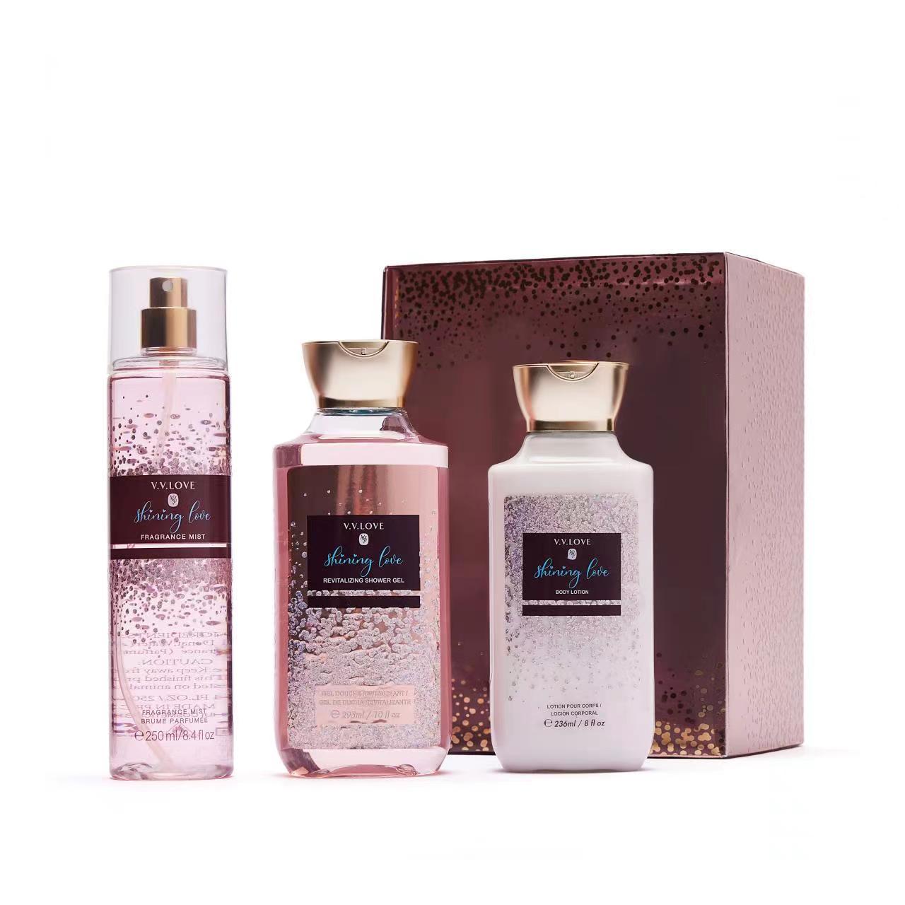 VL9062-4 High-quality 250ml long lasting fragrance body mist & 236ml cream body lotion&295ml shower gel Gift Set