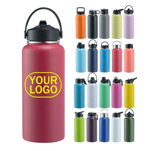 Personalized laser engraved 32 oz double wall thermal water bottle stainless steel vacuum insulated sports tumbler