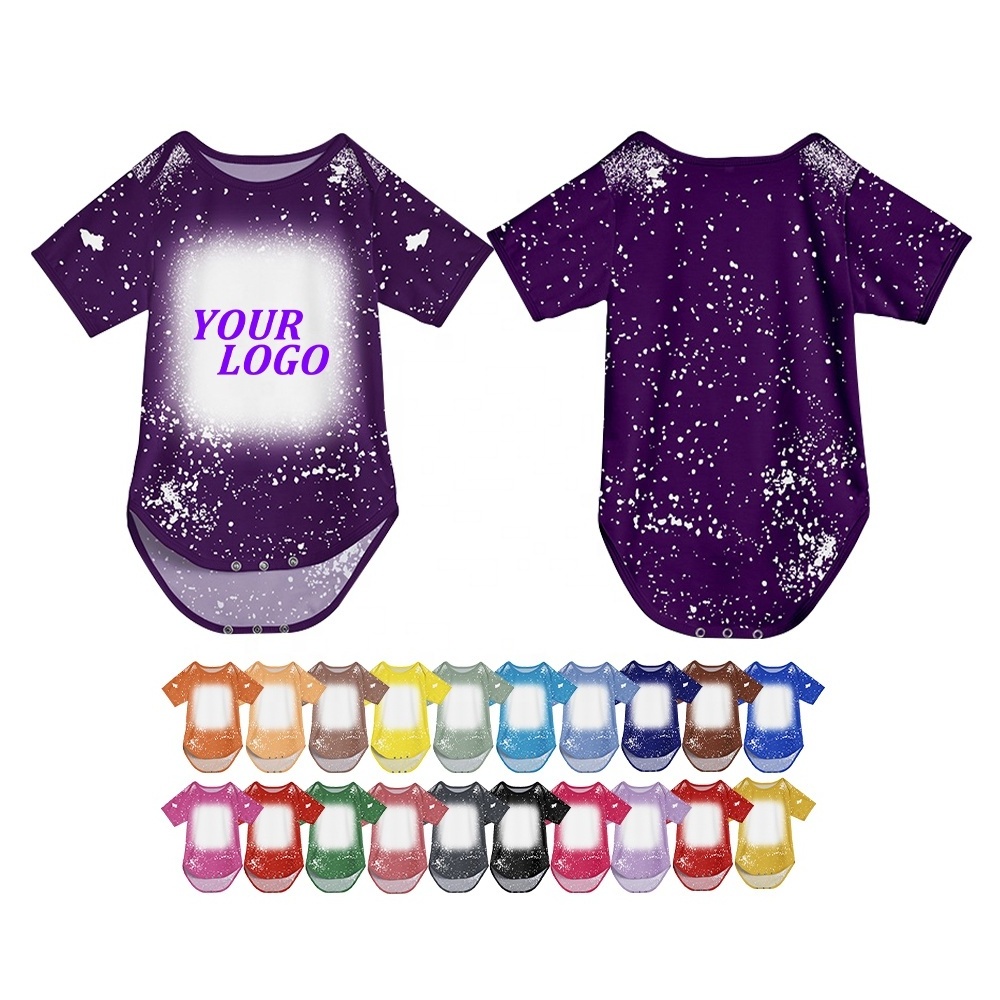 OEM baby romper leopard faux bleach print 100% polyester cotton sublimation blanks baby onesie for digital printing