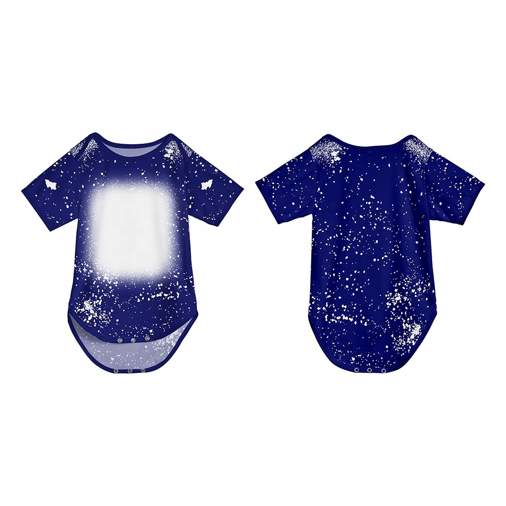 OEM baby romper leopard faux bleach print 100% polyester cotton sublimation blanks baby onesie for digital printing