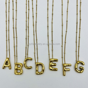 Ready To Ship A-Z Balloon Necklace, 18k Gold Plated Solid Stainless Steel Bubble Initial Letter Necklace