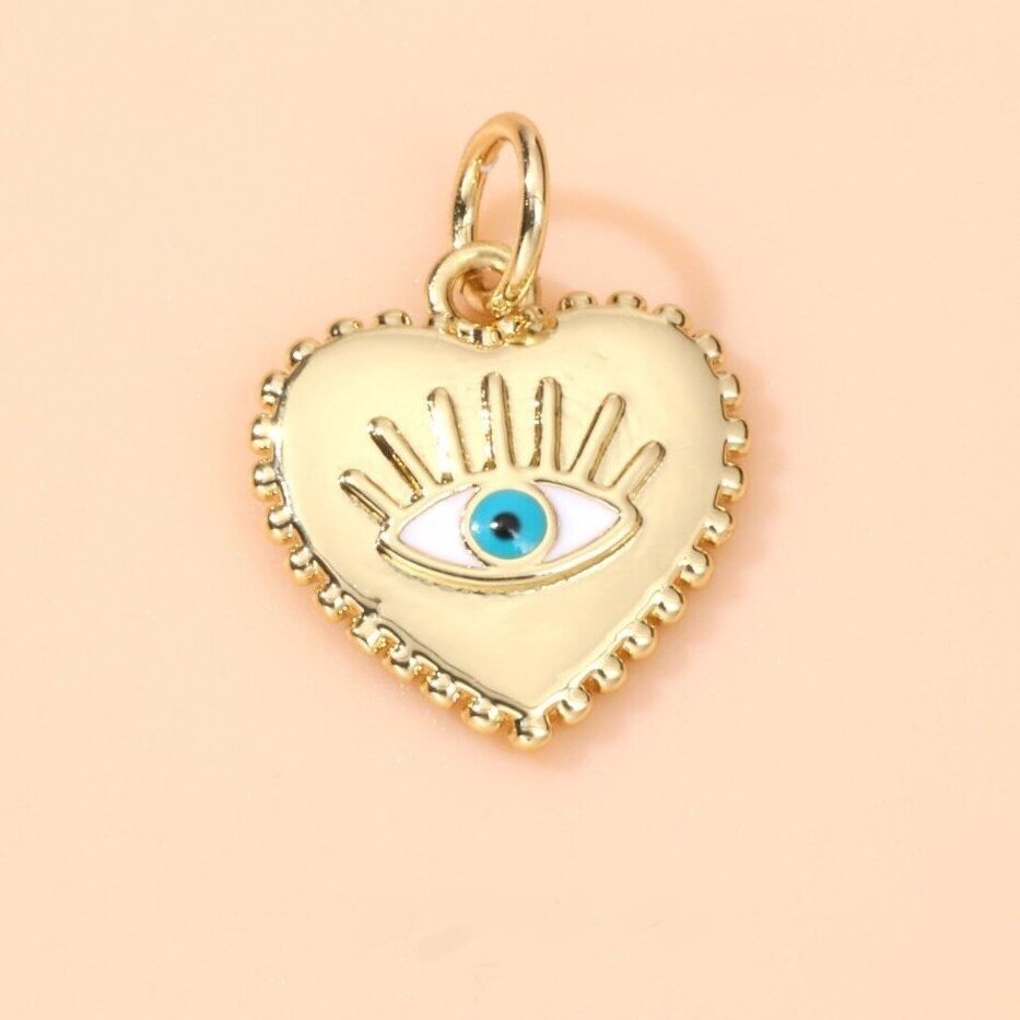 New Product Noble Devil's Eyes Heart Pendant Designer Charms For Jewelry Making 18k Gold Stainless Steel Diy Jewelry Supply