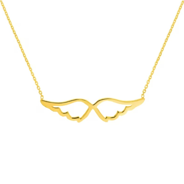 Best New Product Dainty Angel Wings Pendant Necklace High Polished 18k Gold Plated Guardian Angel Necklace