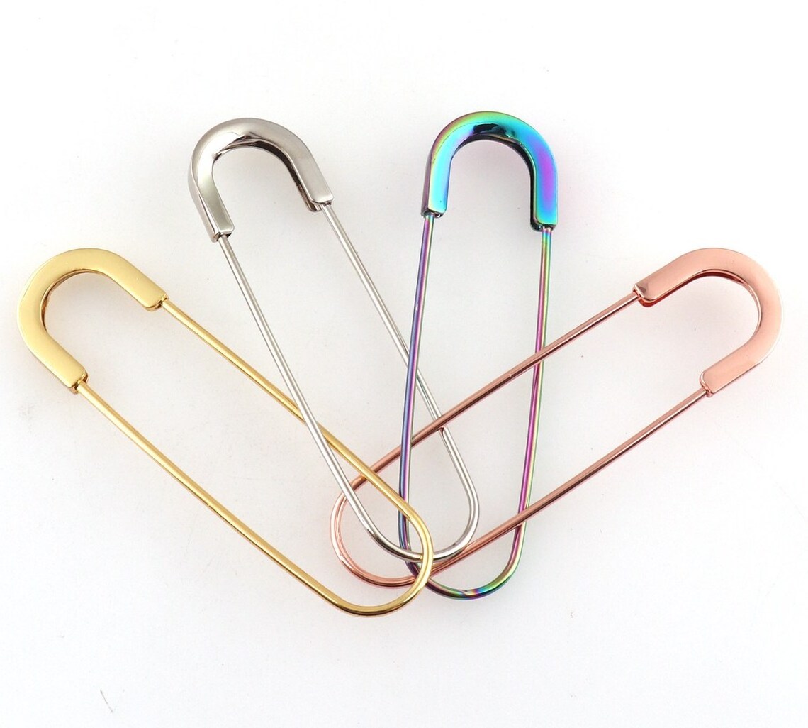 New Trend Large Size Shawl Clothes Brooch Safety Gold Pins For Women Plated Stainless Steel Safety Pins Brooch Accessories