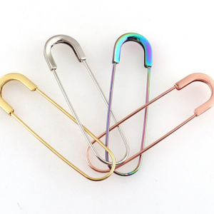 New Trend Large Size Shawl Clothes Brooch Safety Gold Pins For Women Plated Stainless Steel Safety Pins Brooch Accessories