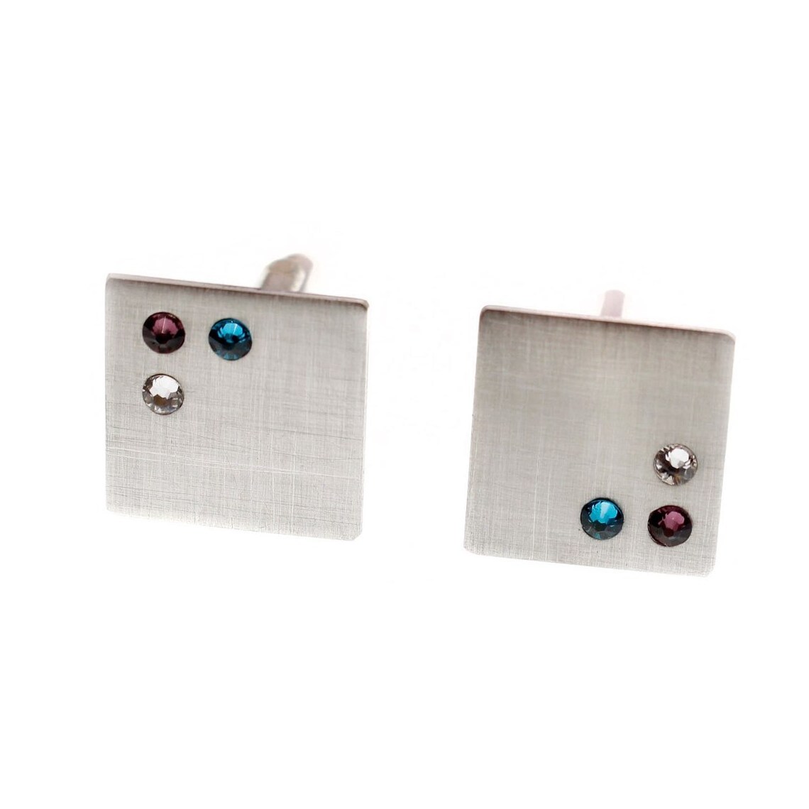 Wholesale Father's Day Birthstone Customizable Cufflink With Custom Engraved 316l Stainless Steel Square Swivel Back Cufflinks