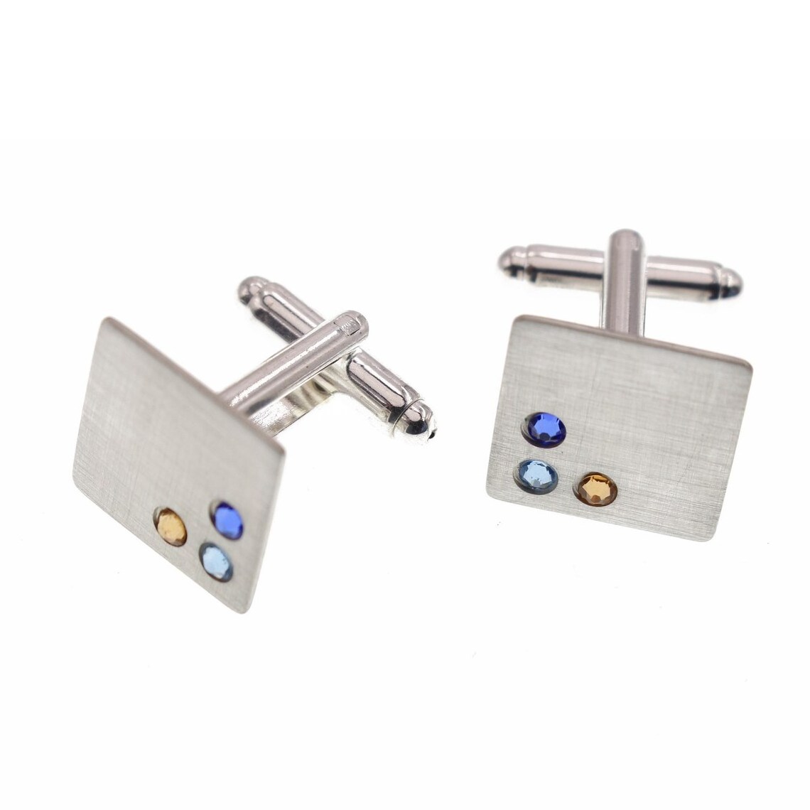 Wholesale Father's Day Birthstone Customizable Cufflink With Custom Engraved 316l Stainless Steel Square Swivel Back Cufflinks