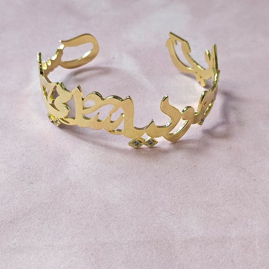 Factory Wholesale Personalized Custom Made Arabic Cuff Diamond Bracelet 18k Gold Stainless Steel Adjustable Bangle Bracelet