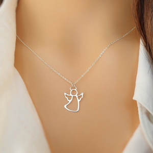 New Latest Models Fast Ship Delicate Jewelry Angel Necklace Pendant High Polished 316l Stainless Steel Silver Necklace For Women