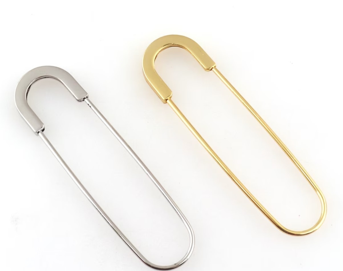 New Trend Large Size Shawl Clothes Brooch Safety Gold Pins For Women Plated Stainless Steel Safety Pins Brooch Accessories