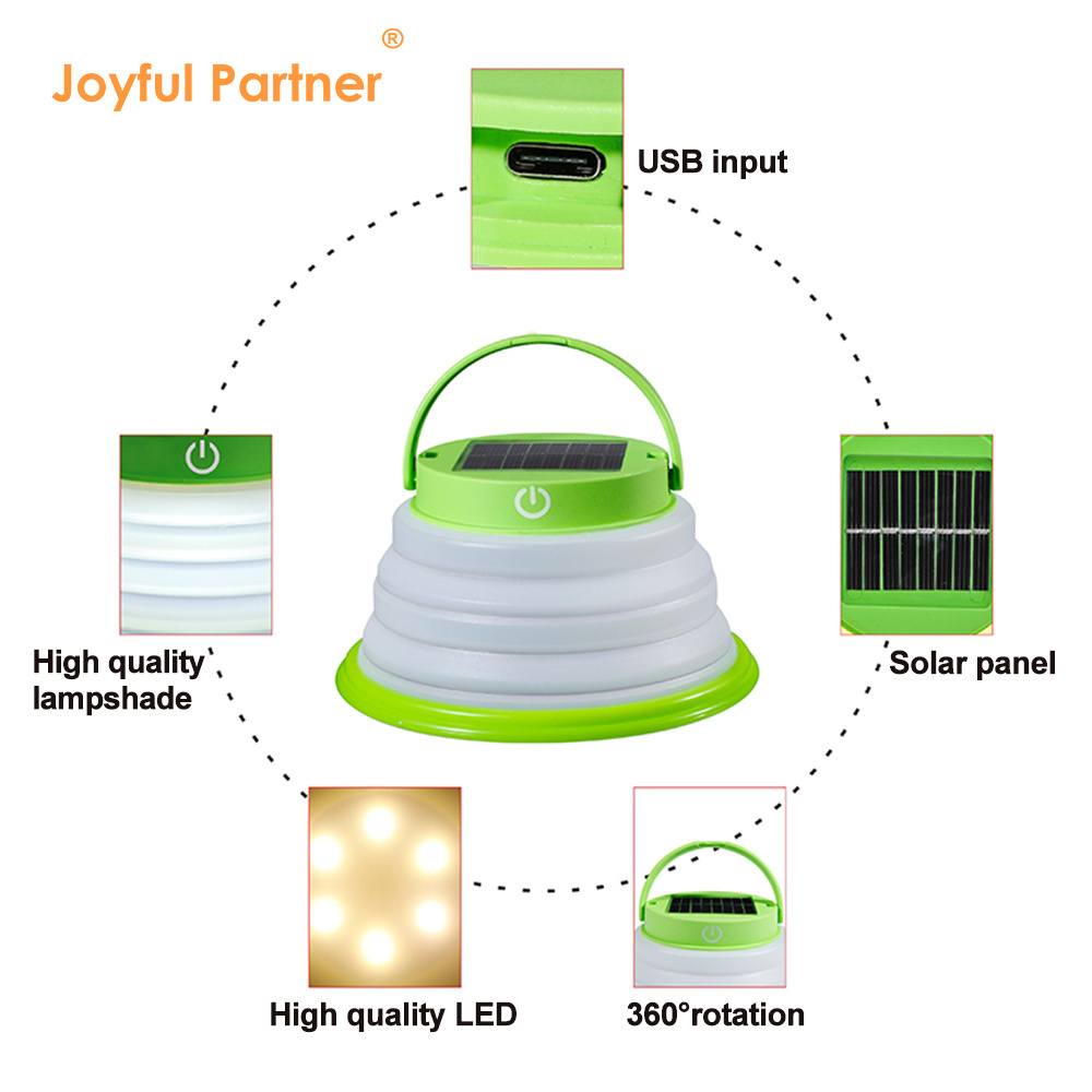 Outdoor Portable LED Solar Lantern Led Tent Camping Lamp Usb Flashlight Rechargeable Battery Tent Light Hanging Hook Lamp