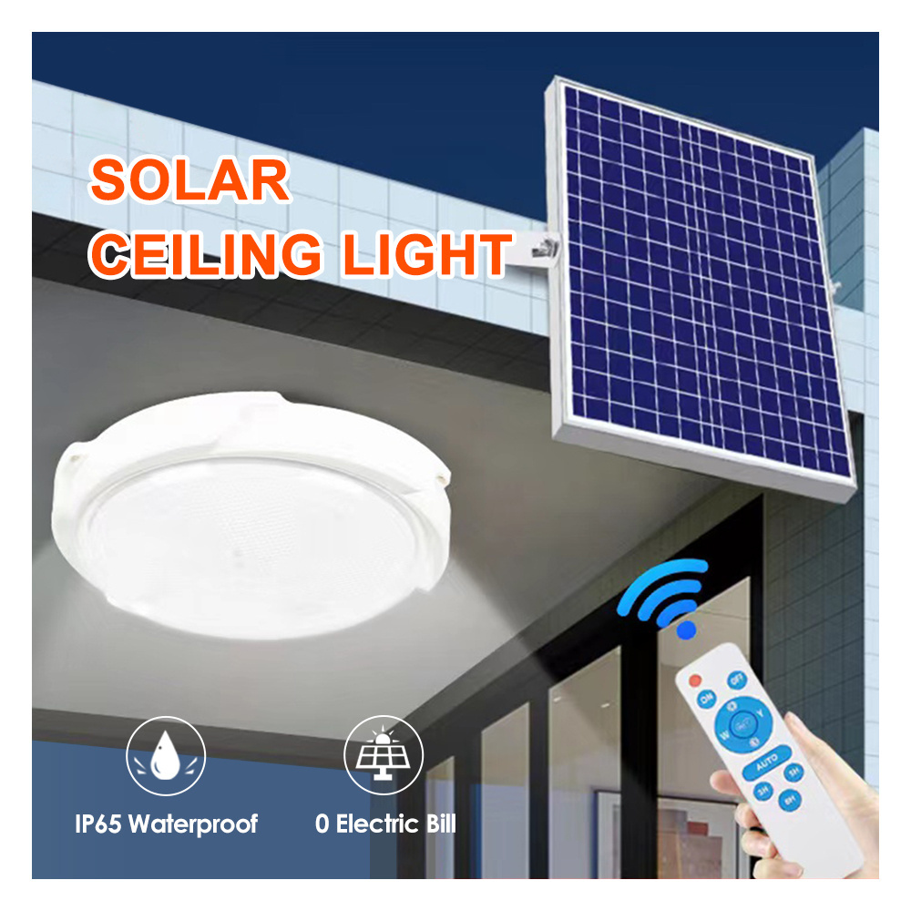 Waterproof Ip65 Outdoor Indoor LED Solar Ceiling Light Factory Direct With Remote Control Solar Light Lamp For Indoor