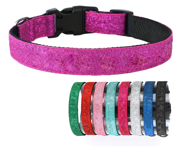 Professional pet supplies leather dog neck collar shiny and cool dog collar