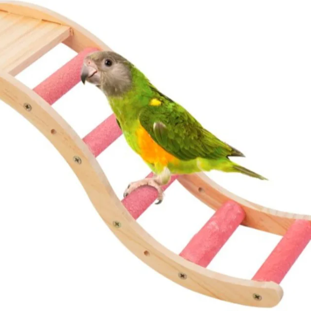 Small animal swing cage accessories parrot climbing rope toy bird wooden ladder toy