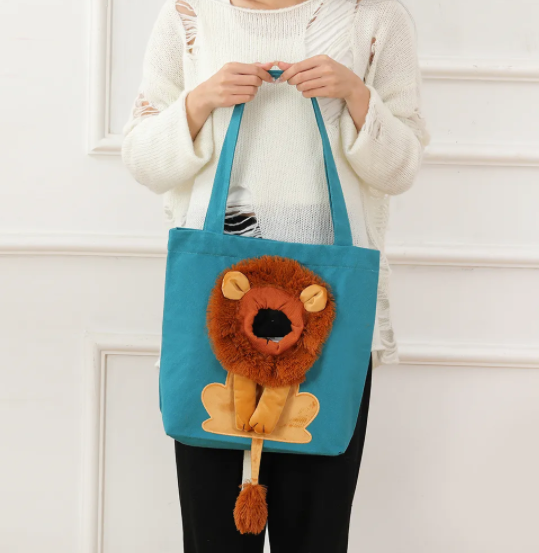 Outgoing Travel Pets Handbag Lion Design Pet Carriers Bag Portable Breathable Cat Bag