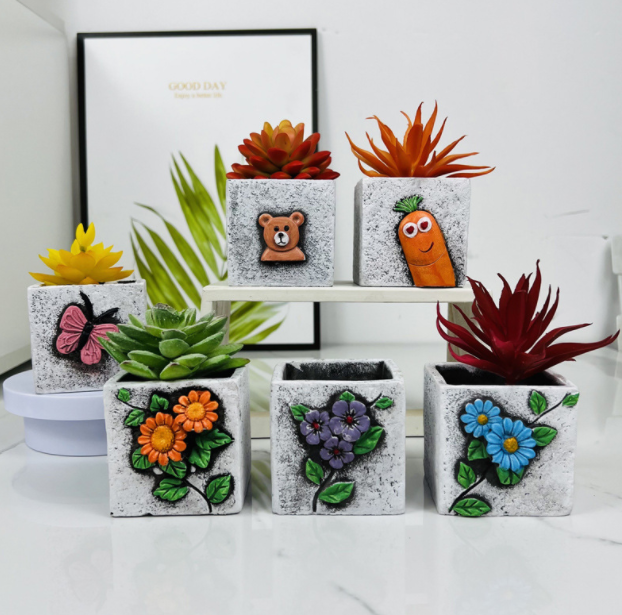 Indoor flower pots and planters new design flower pot cement ceramic succulent flower pot