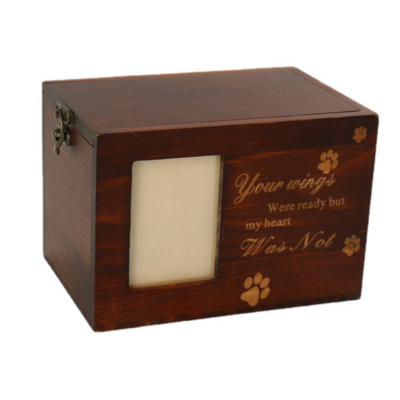 Wood pet urns wholesale cat cremation urns dog engraveable urns with photo frame