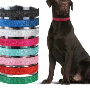 Professional pet supplies leather dog neck collar shiny and cool dog collar