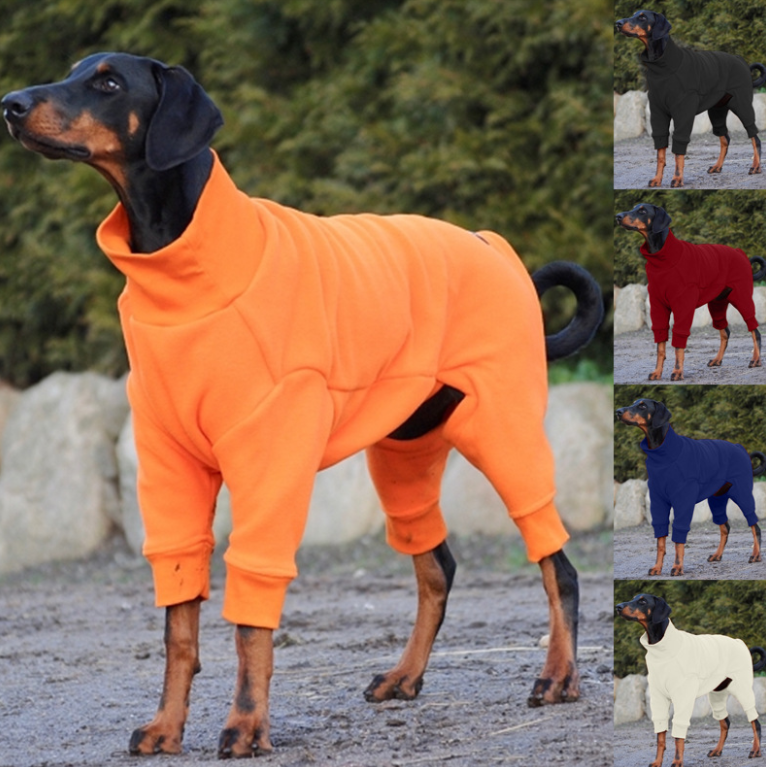 Solid color pet clothes large pet warm coat four-legged winter jacket for dog