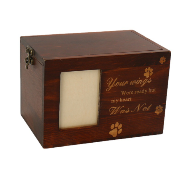 Wood pet urns wholesale cat cremation urns dog engraveable urns with photo frame