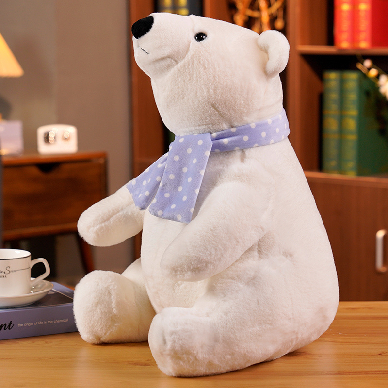 Super Soft Adorable Polar Bear Plush Toy with Scarf Mini Polar Stuffed Toys Promotion Toys