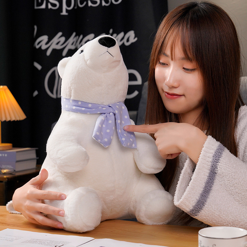 Super Soft Adorable Polar Bear Plush Toy with Scarf Mini Polar Stuffed Toys Promotion Toys