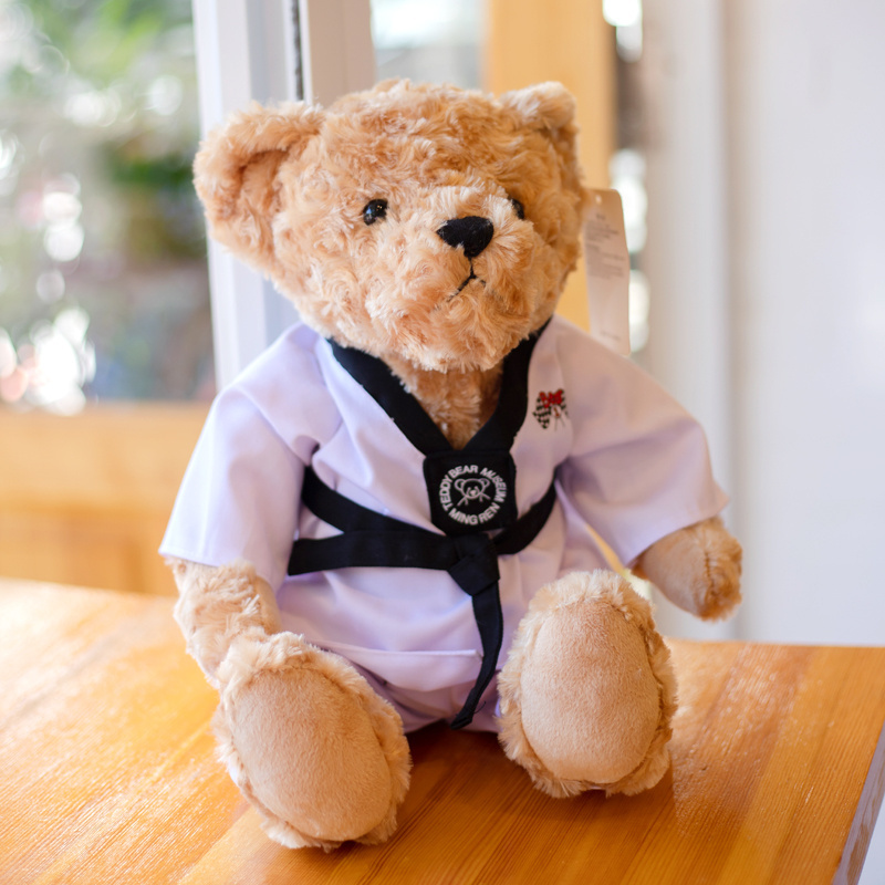 25cm 35cm Teddy Bear Stuffed Animals with Taekwondo Uniform Birthday Gift for Kids Boys Girls Taekwondo Bear