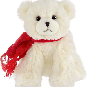 Super Soft Kawaii High Quality Christmas Polar Bears Decoration Soft White Polar Bear with Red Scarf Xmas Decor