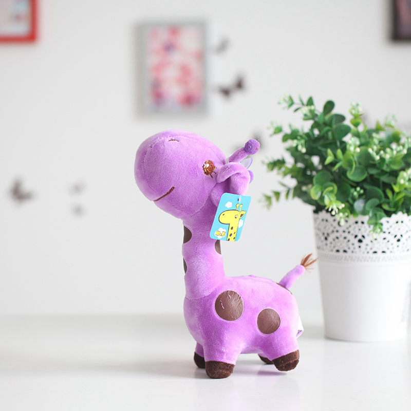 18cm Colorful Soft Giraffe Plush Toy Long Neck Plush Toy Giraffe Promotion Animal Keychain Bag Backpack Ornament  Pendant