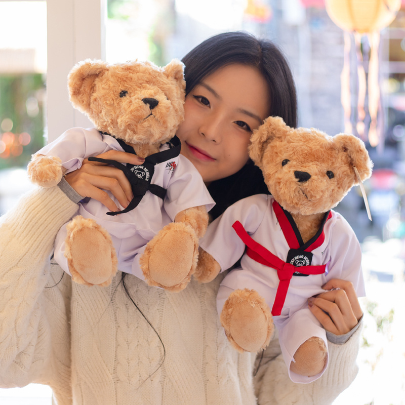 25cm 35cm Teddy Bear Stuffed Animals with Taekwondo Uniform Birthday Gift for Kids Boys Girls Taekwondo Bear