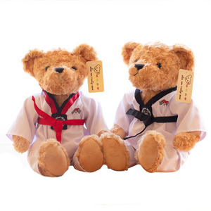 25cm 35cm Teddy Bear Stuffed Animals with Taekwondo Uniform Birthday Gift for Kids Boys Girls Taekwondo Bear