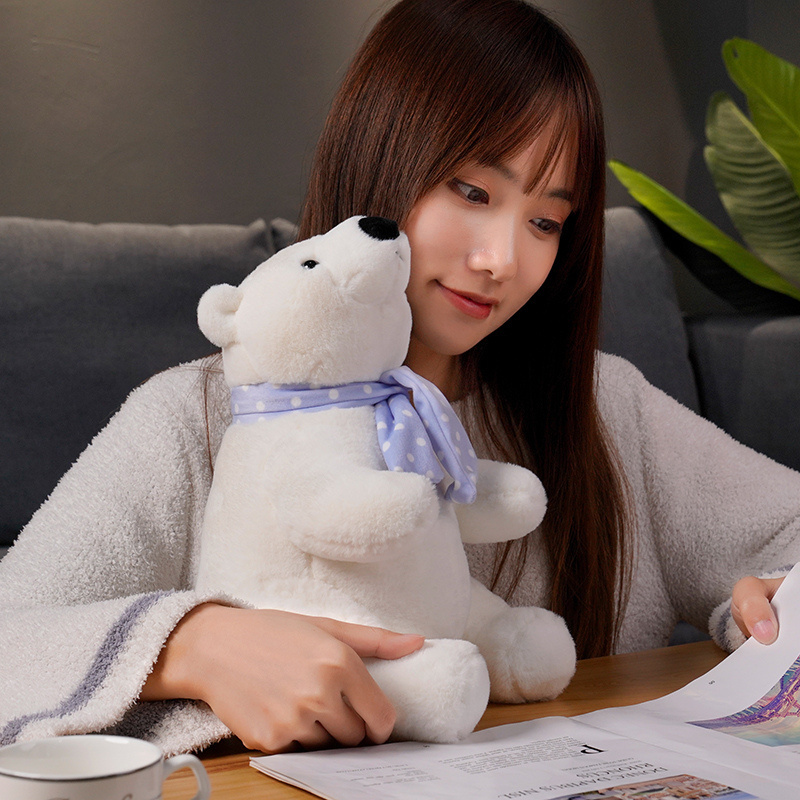 Super Soft Adorable Polar Bear Plush Toy with Scarf Mini Polar Stuffed Toys Promotion Toys