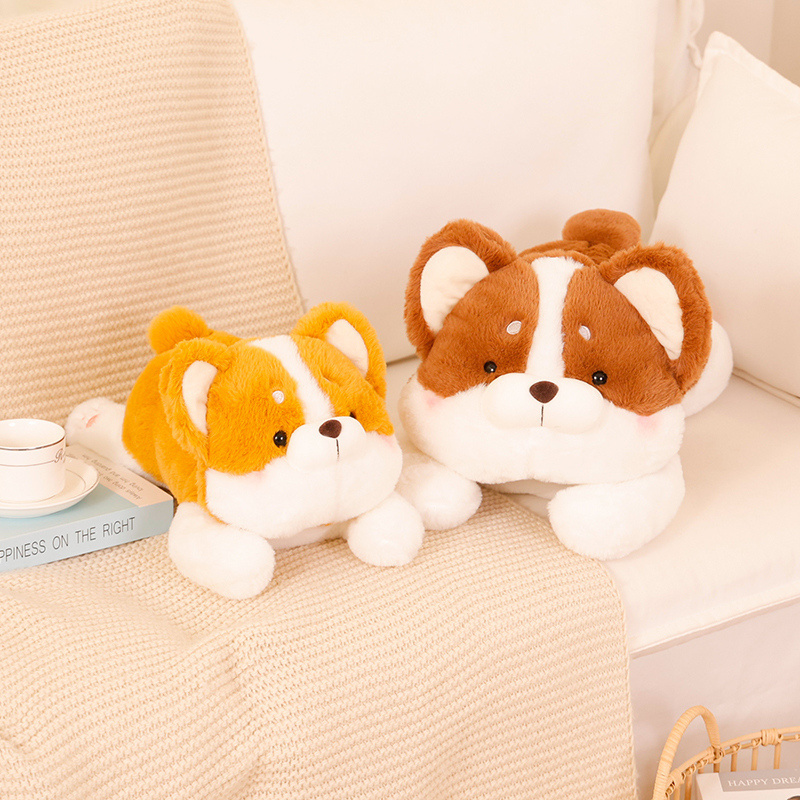 25cm 40cm 55cm Super Soft Corgi Stuffed Animal Toys Adorable Papa Corgi Dog Plush Animal Pillow Home Decor