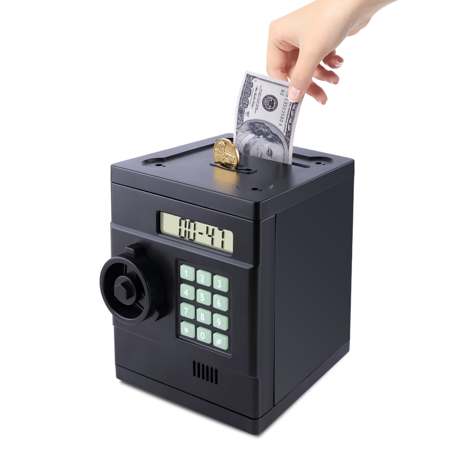 Digital Coin Counter Piggy Bank, Mini ATM Auto Scroll Paper Coin Bank Money Saving Box with Password, Cashes & Coins Saving Box