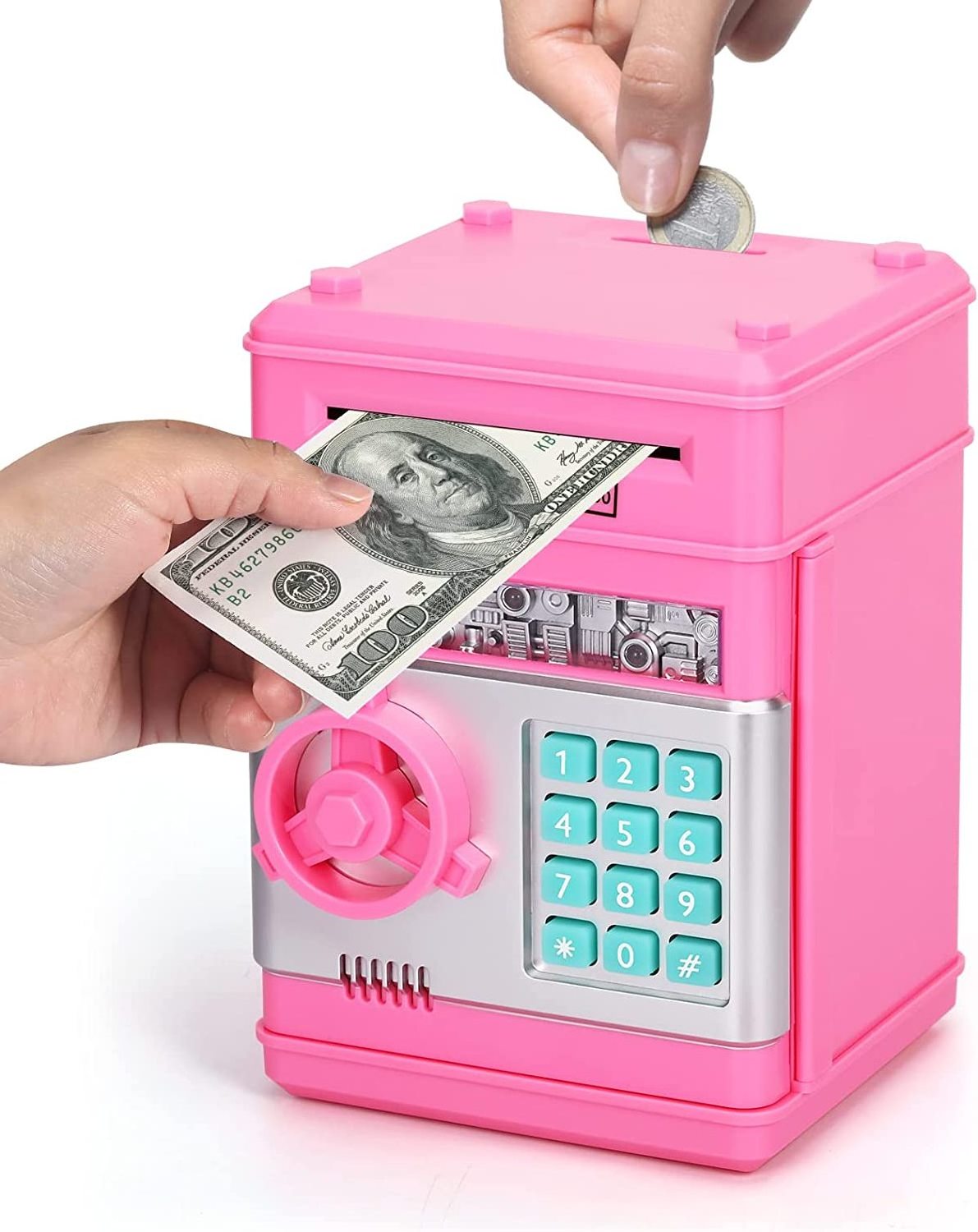 Piggy Bank for Girls Boys Large Electronic Money Coin Banks with Password Protection, Automatic Paper Money Scroll Saving Box