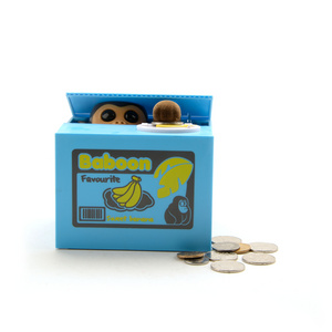 Digital Piggy Coin Bank Electronic Monkey Stealing Coin Box Cute Safe Locks with English Smart Voice