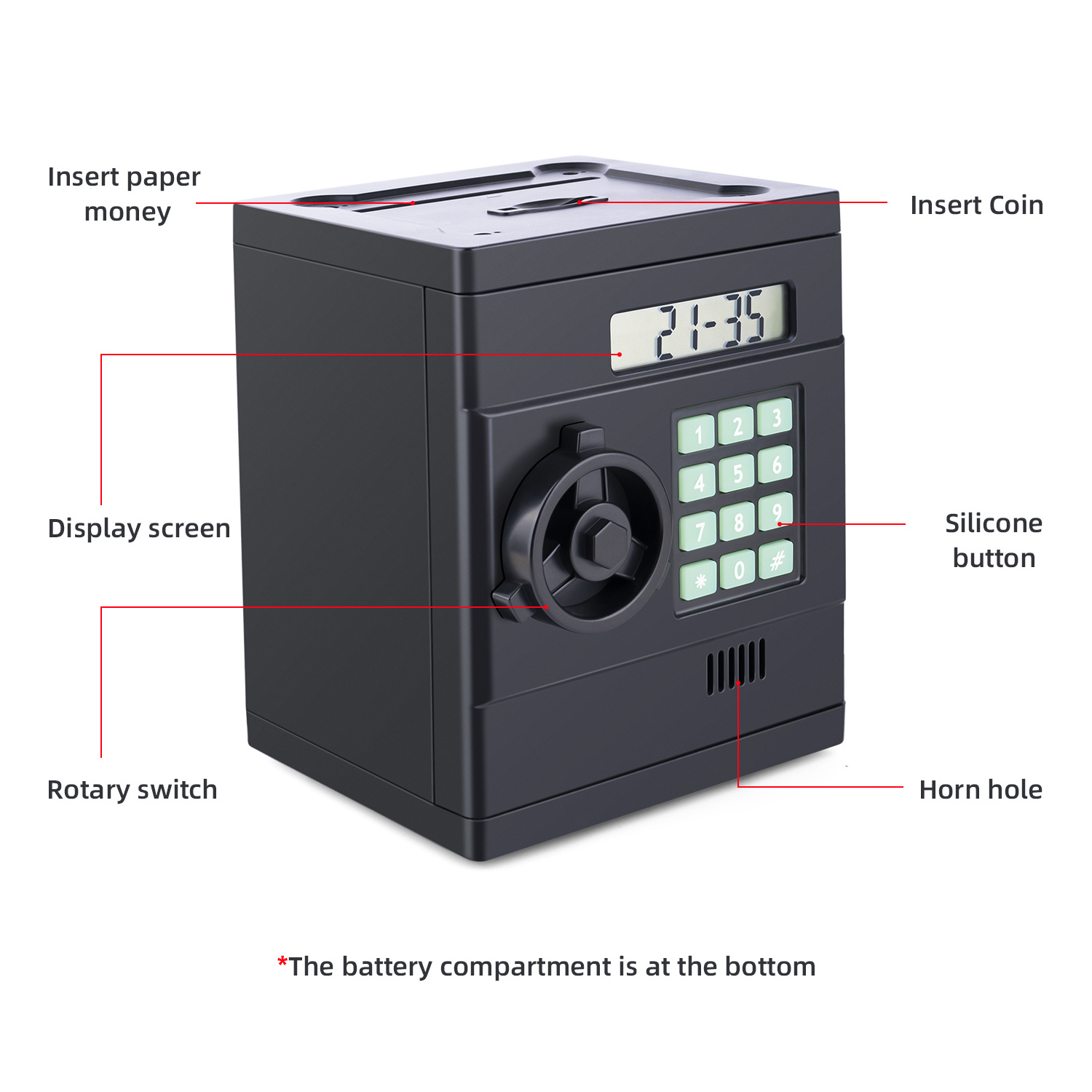 Digital Coin Counter Piggy Bank, Mini ATM Auto Scroll Paper Coin Bank Money Saving Box with Password, Cashes & Coins Saving Box