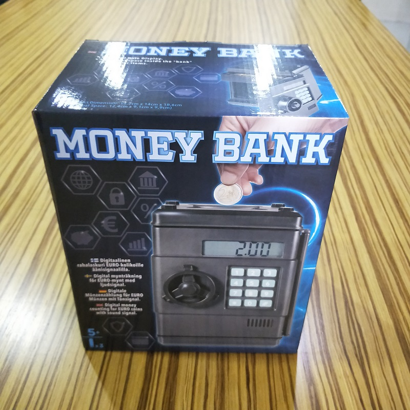 Digital Coin Counter Piggy Bank, Mini ATM Auto Scroll Paper Coin Bank Money Saving Box with Password, Cashes & Coins Saving Box