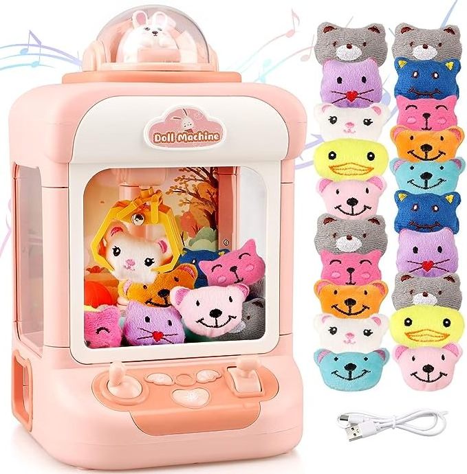 Custom Electronic mini claw doll machine cheap plush toy coin kit for kids small Cute tabletop clip claw doll machine with music