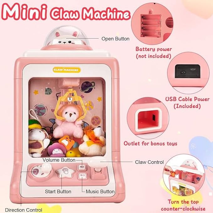 Custom Electronic mini claw doll machine cheap plush toy coin kit for kids small Cute tabletop clip claw doll machine with music