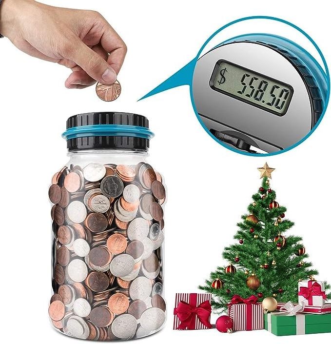 Large Piggy Bank  Digital Coin Counting Bank with LCD Counter 1.8L Capacity Coin Bank Money Jar saving box for Children /Adults