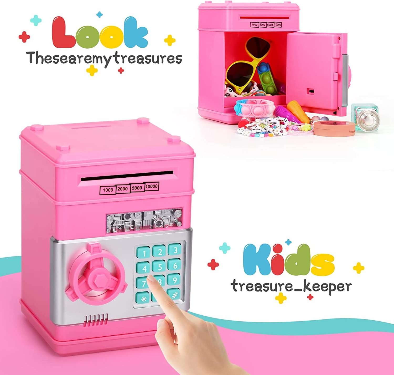 Piggy Bank for Girls Boys Large Electronic Money Coin Banks with Password Protection, Automatic Paper Money Scroll Saving Box