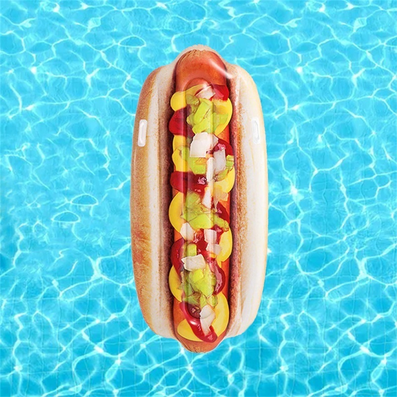 Custom pool party toys inflatable hot dog pool float floating rider