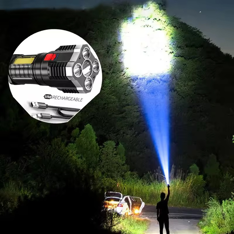 Rts High Brightness Super Bright Outdoor Spotlight Battery Display Strong Taschenlampe Lampe De Poche Led Torches Flashlight