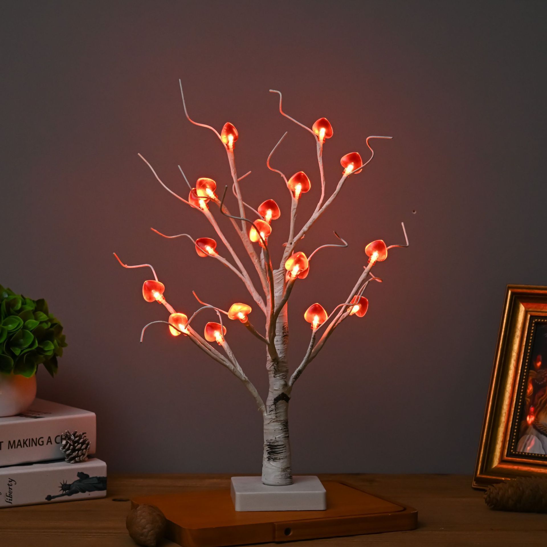 18/24 Light Thanksgiving Christmas Easter Day Decoration USB Birch Maple Leaf Shaped Tree Light Tree Home Easter Egg LED Light