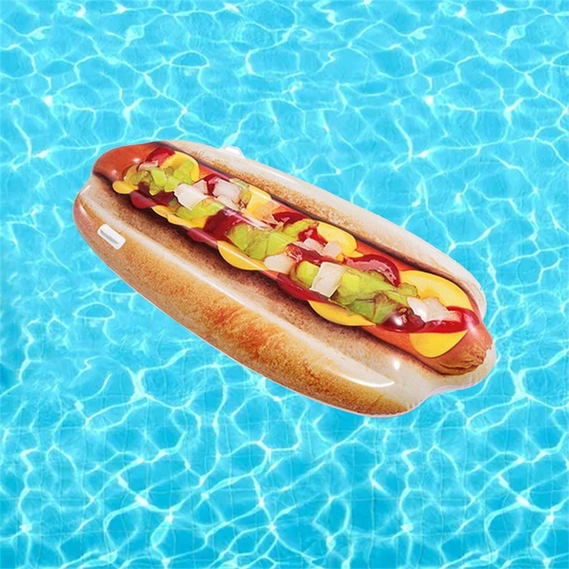 Custom pool party toys inflatable hot dog pool float floating rider