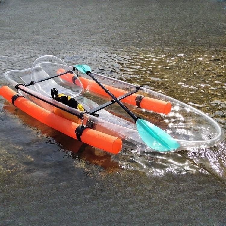 Glass Bottom Canoe See Through Transparent Kayak With Free Accessories with side air bag