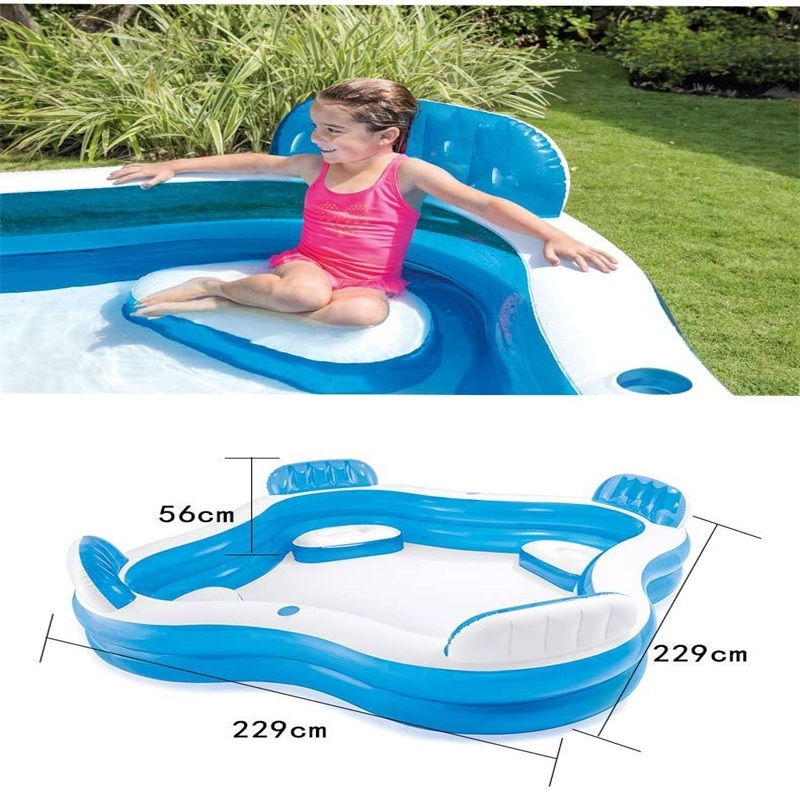 New Version Elegant Family Pool Inflatable Lounge Pool Above Ground Garden Swimming Pool with 4Seats And Backrest