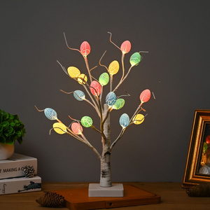 18/24 Light Thanksgiving Christmas Easter Day Decoration USB Birch Maple Leaf Shaped Tree Light Tree Home Easter Egg LED Light