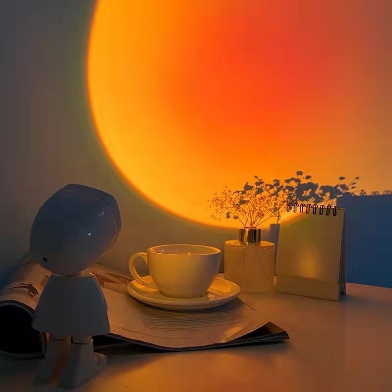 Rechargeable sunset projector robot  night light astronaut projector lights decoration Atmosphere lamp battery power Sunset lamp